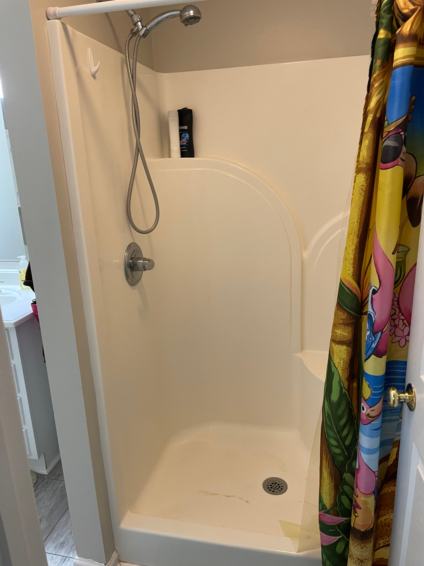 Indoor bathroom shower stall